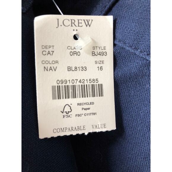 J. Crew Factory Camp Pants Straight Leg Ankle 100% Cotton Navy Blue NWT 16 - Picture 4 of 9